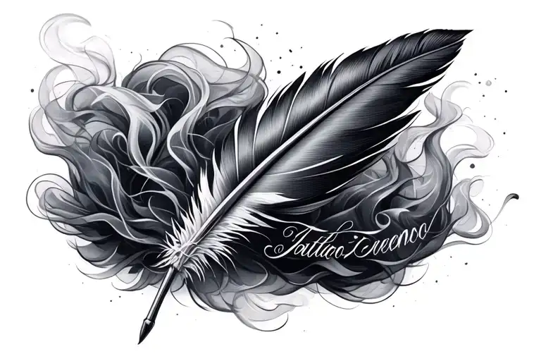Quill With Smoke And Script Writing