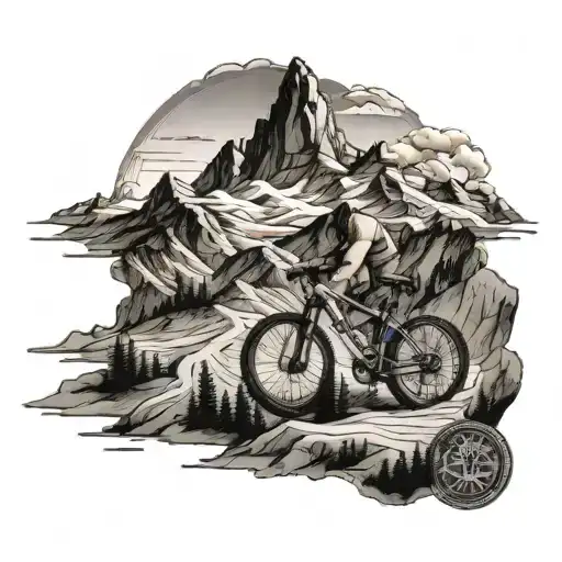 A Detailed Mountain Bike Trail Winding Through The Majestic Dolomites Mountain Range