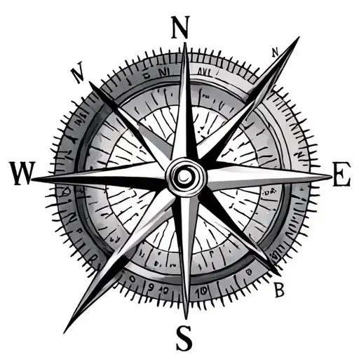 A Compass Rose With Coordinates Of The Family Cabin