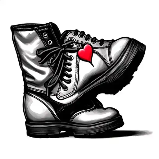 A Male Shoe With A Heart In It