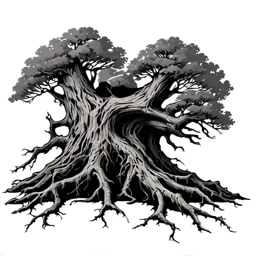 Half Dead Tree With Skull Roots