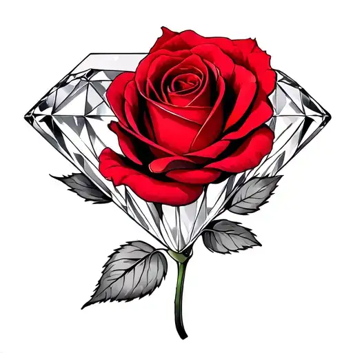 Diamond And Red Rose