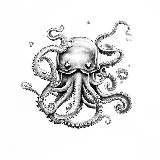 Deepsea Diver With Octopus Beneath A Storm