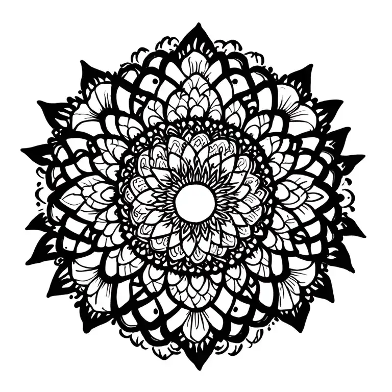 Boho Fine Line Tattoo Mandala