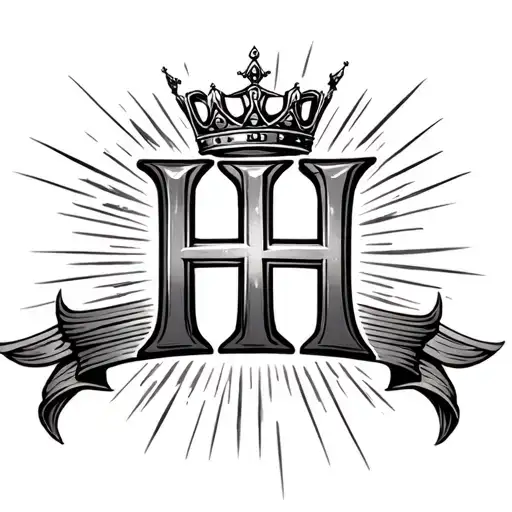 Letter H With A Crown Above It And Light Shining In The Back