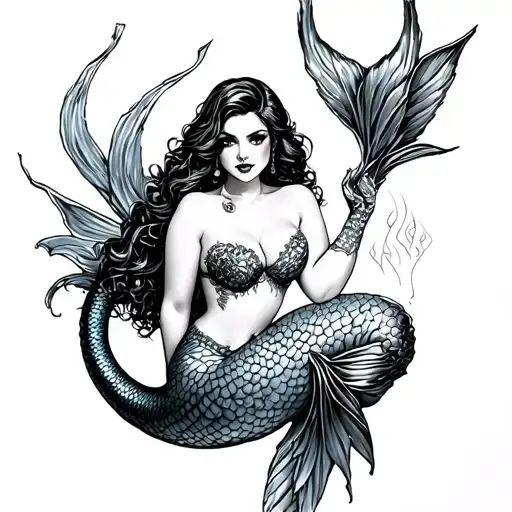 Pin Up Slutty Mermaid Sitting