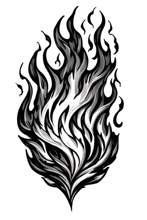 Large Fire Flame Tattoo Outline Drawing