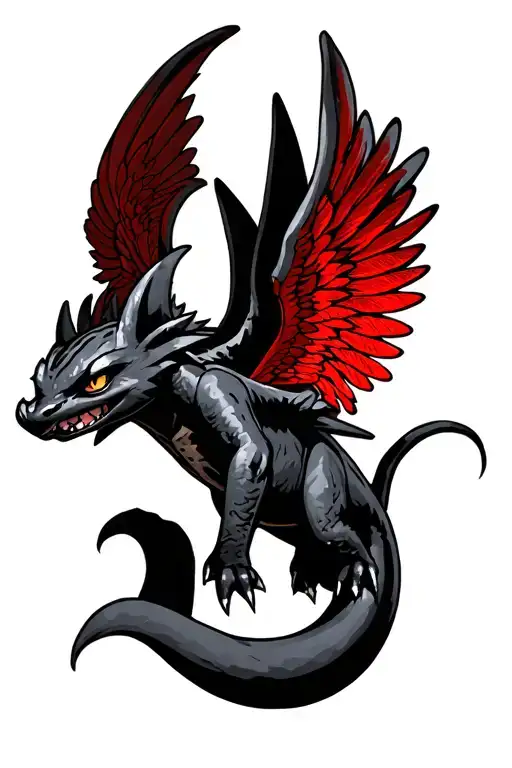 Toothless Flying With Red Wings