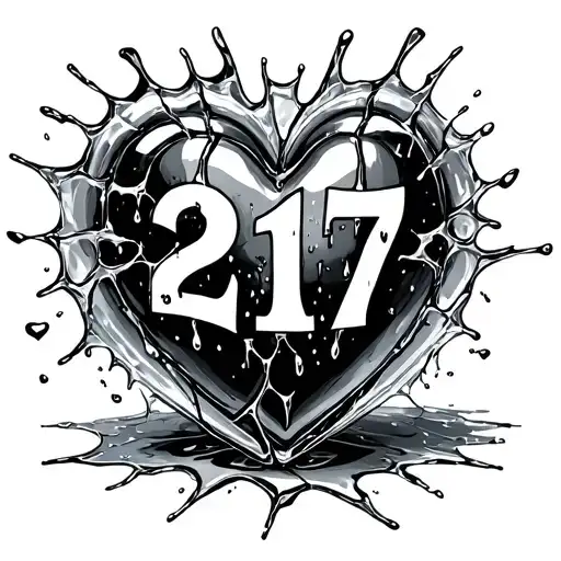 Shattered Glass With Number 217 Tears Falling With A Broken Heart