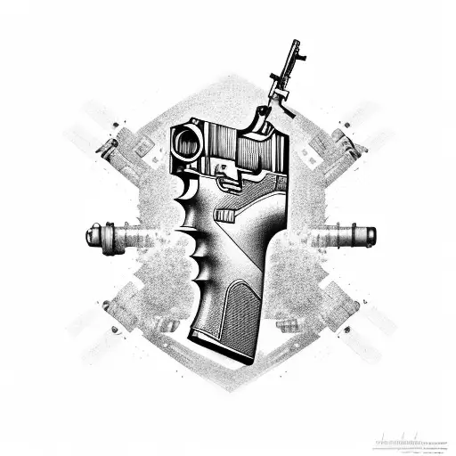 Guns With Money In Futuristic Style