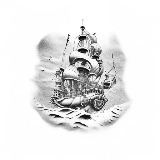 Deepsea Diver Below Pirate Ship