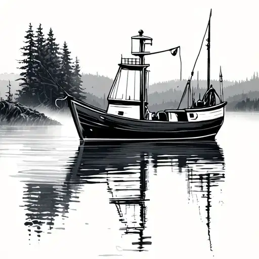 Fishing Boat On Lake