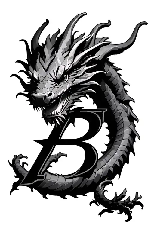 Dragon With Letter G B 3D Representation