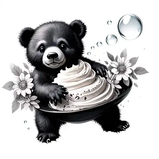 Baby Bear Flowers Bubbles Pudding