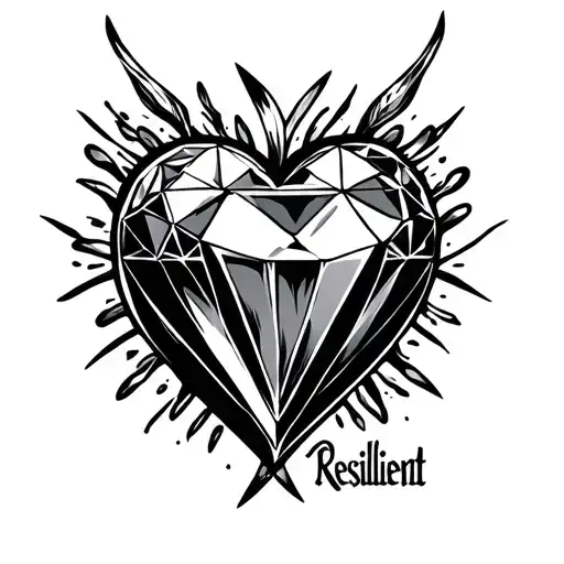 Diamond Heart With 'Resilient'