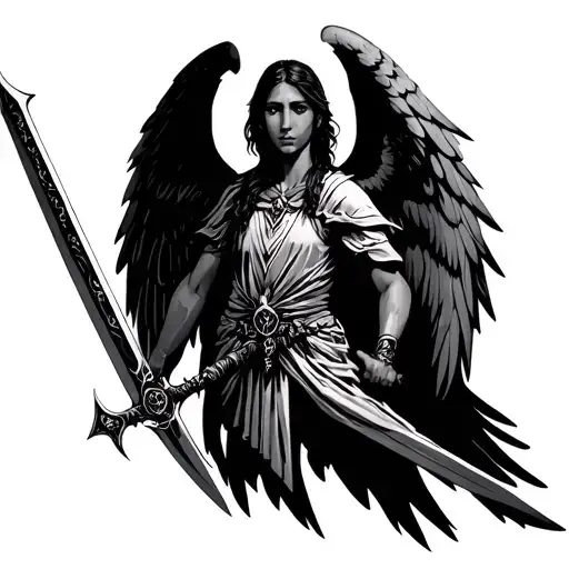 Cyber Sig Angel Holding A Sword