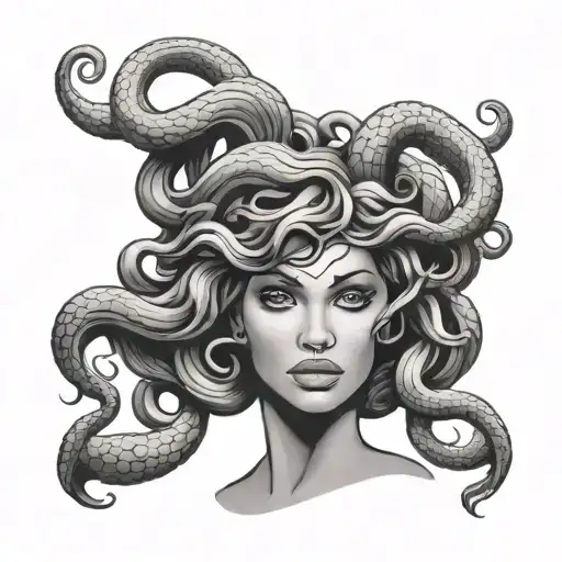 Medusa Inspired Girl Face Front Facing Do Not Make The Hair Too Busy
