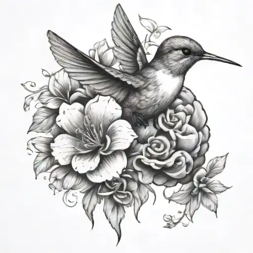 Brain With Flowers Hummingbird