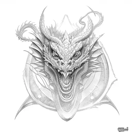 Dragon Con Una Espada Y Unas Casas Chinas