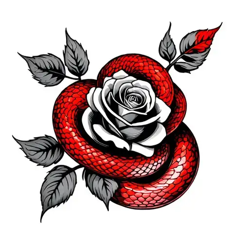 Money Roses With A Red Snake Intertwined
