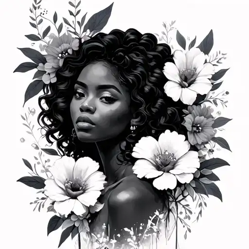 Black Women Surrounded By Vibrant Flowers Symbolizing