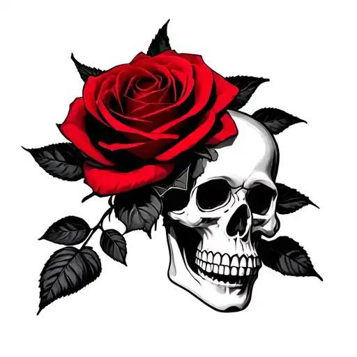 Bmw With Red Rose With Skull