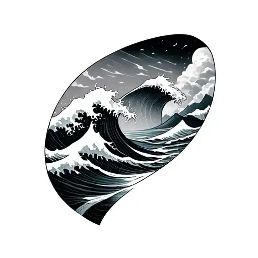 Small Tattoo With Ocean Waves