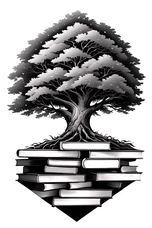 Tree And Books Forming The Shape