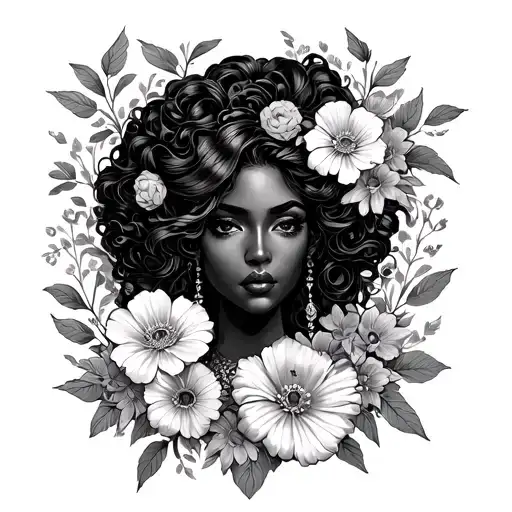 Black Queen Surrounded By Vibrant Flowers