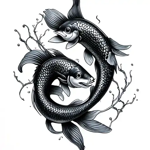 Growing Sprout And Koi Fish
