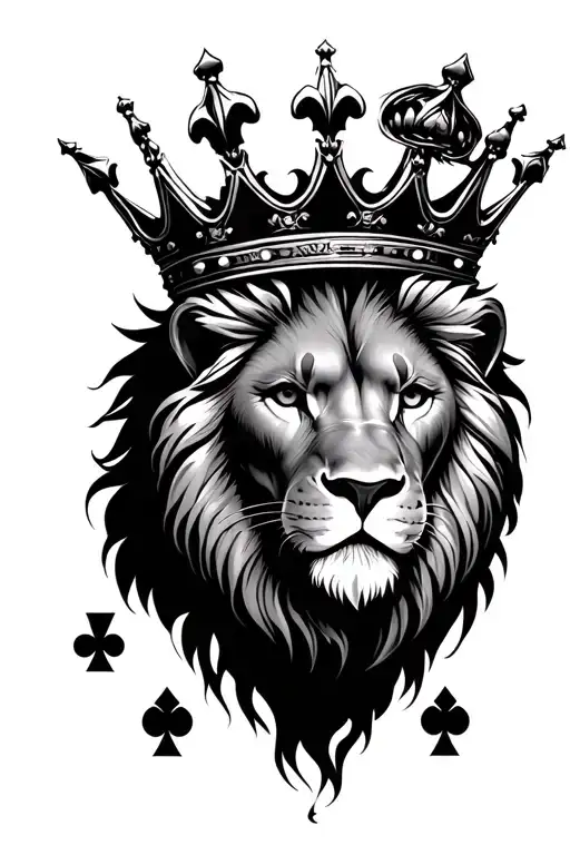 Lion In Crown With Cards On Bottom Part