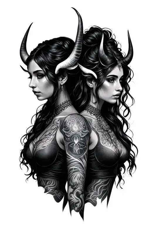 Taurus And Sagittarius Woman Posing Together Looking