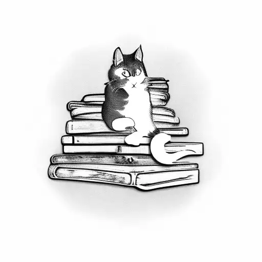A Cat Sitting On A Stack Of Historical Books