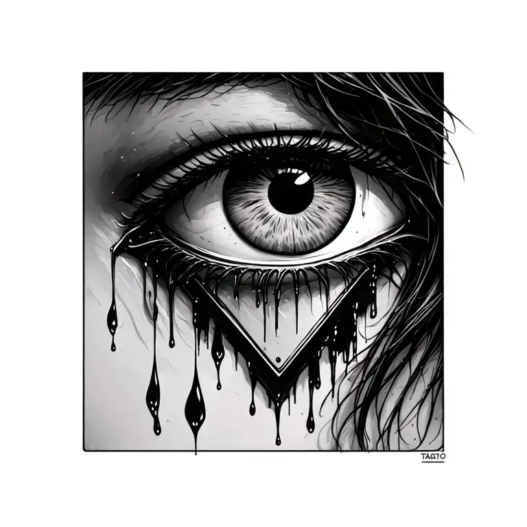 Triangle Shape With Eye Insde With Tears Falling
