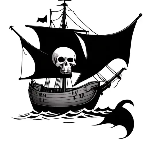Pirate Ship With Small Skull On Front