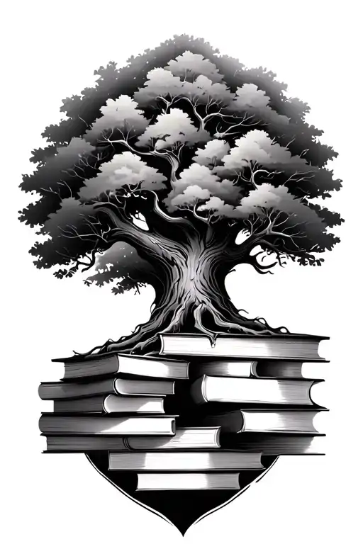 Tree And Books Forming The Shape