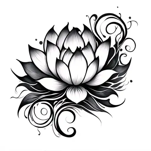 Lotus Dots Swirly Design Curvy Vine Wrapping Full Sleeve