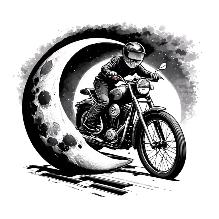 Roads Child Bicycle Motorcycle Moon