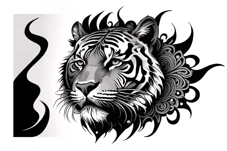 Femine Mandala Tiger Head Emerging