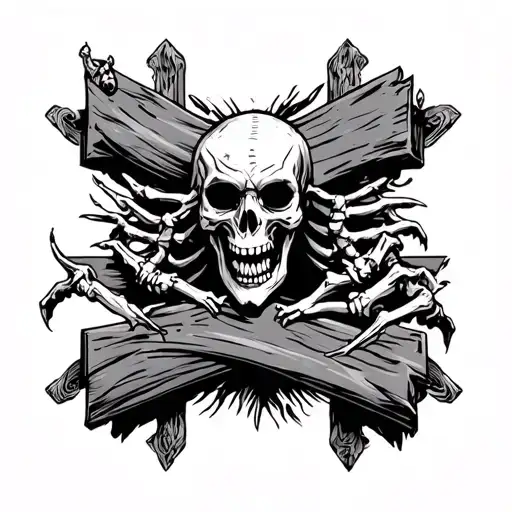 Demon Skeleton On A Cross