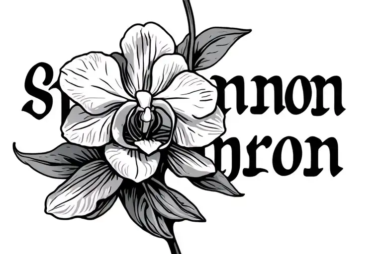 The Name Shannon With A Orchid Flower Under Name