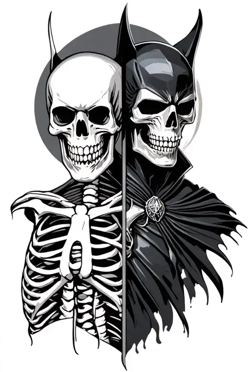 Skeleton And Death And Dark Knight Next To Each Other