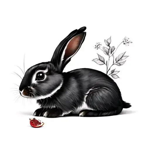 Black Bunny With Pomegranate