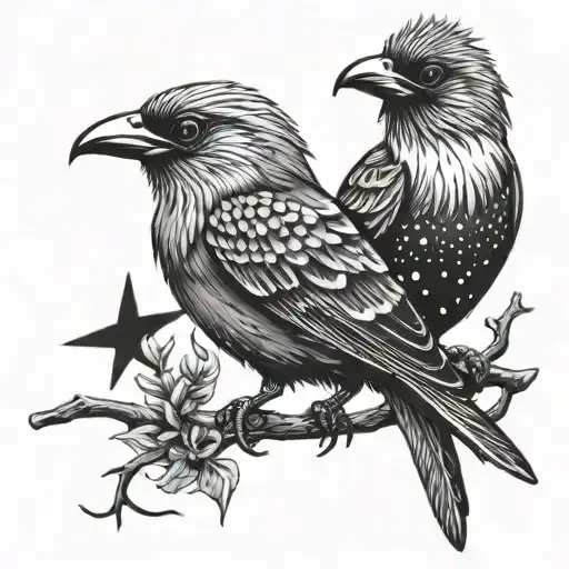 Papua New Guinea Bird With Southern Cross Constellation