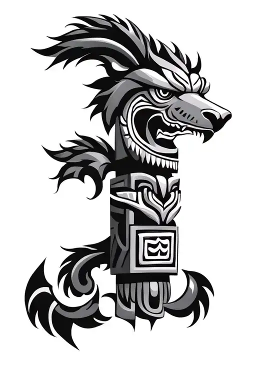 Animal Head Totem Pole