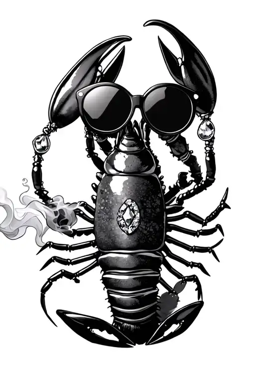 Lobster Wearing Jewels Ans Sun Glases Smoking Big