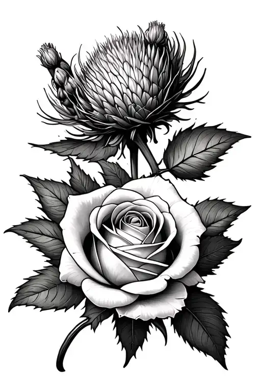 Rose And Thistle Interwined Even
