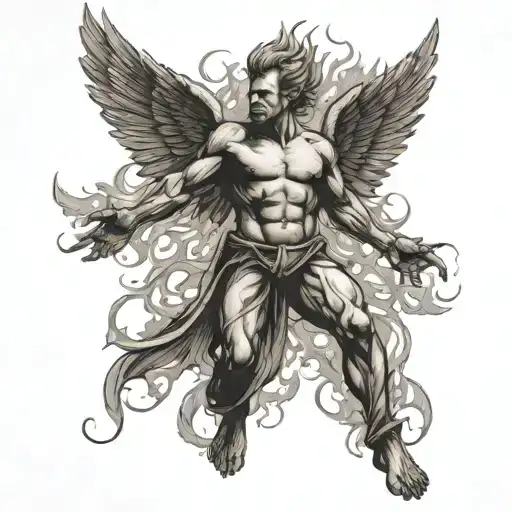 Man On Fire With Wings Made