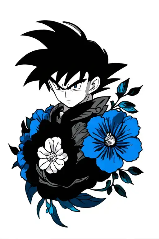 Dragon Ball With The Motif Of Blue Flowers