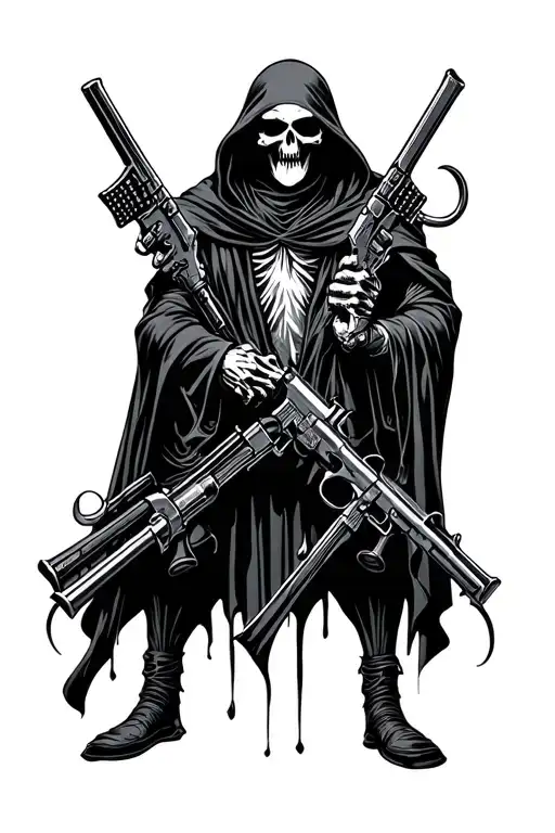 Grim Reaper Holding Guns
